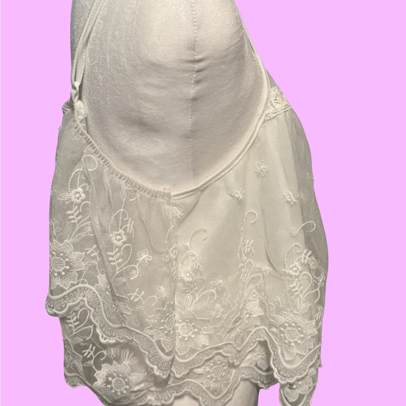 SHEIN 2XL White Lace Boho Layered Spaghetti Strap Tank Top Plus Size - Picture 7 of 7